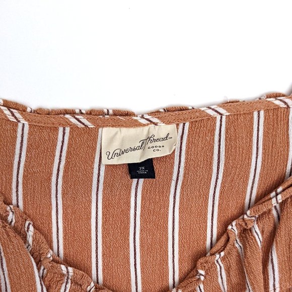 Universal Thread Striped Ruffle Burnt Orange Tank Top Summer Women's Size 2X - Picture 4 of 4